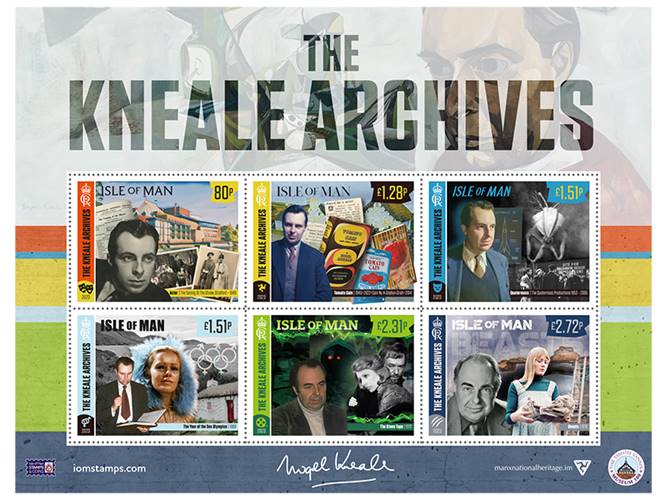 A collection of six Isle of Man stamps depicting Nigel Kneale and his work. 